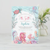 Fête de sirène magique Invitation d'anniversaire (Debout devant)