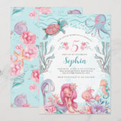 Fête de sirène magique Invitation d'anniversaire (Devant / Derrière)