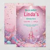 Fête de sirène rose magique Invitation d'anniversa (Devant / Derrière)
