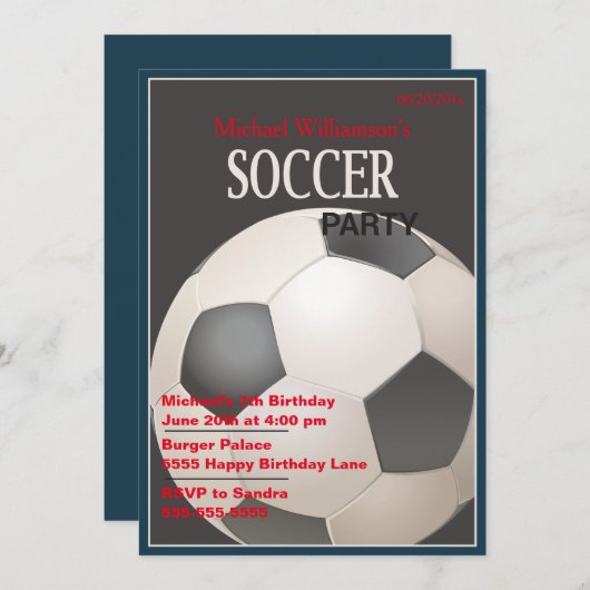 Fête de soccer Anniversaire Invitation (Devant / Derrière)