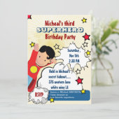 Fête de Superhero Invitation d'anniversaire (Debout devant)