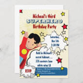 Fête de Superhero Invitation d'anniversaire (Devant / Derrière)