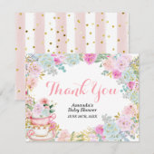 Fête de thé florale pastel Merci or paillettes (Devant / Derrière)