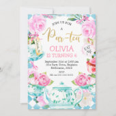 Fête de thé par thé Invitation d'anniversaire (Devant)