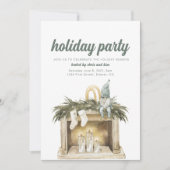 Fête de vacances avec cheminée avec Elf Invitation (Devant)