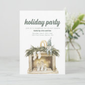 Fête de vacances avec cheminée avec Elf Invitation (Debout devant)