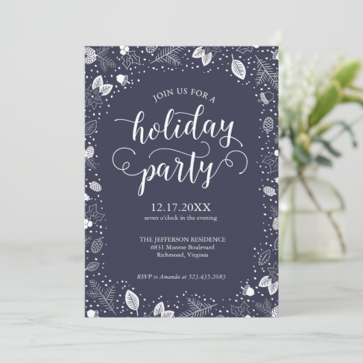 Fête de vacances Invitation Calligraphie Foliage d (Debout devant)