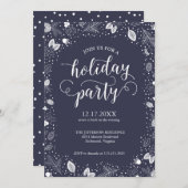 Fête de vacances Invitation Calligraphie Foliage d (Devant / Derrière)