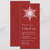 Fête de vacances Snowy Red Snowflake Invitation (Devant / Derrière)