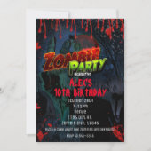 FÊTE DE ZOMBIES Invitations de fête de bande dessi (Devant)