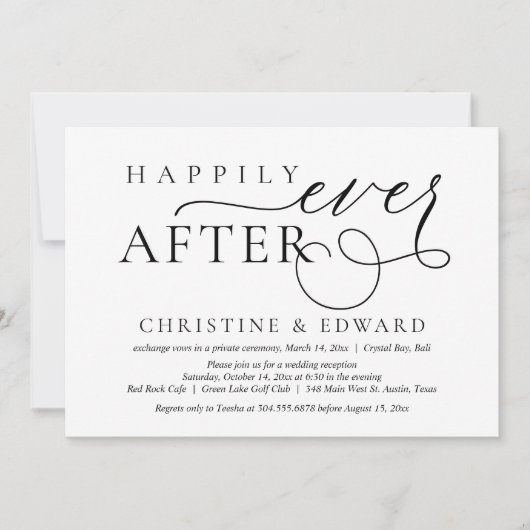 Fête d'élopement de mariage, Invitation à Happily  (Devant)