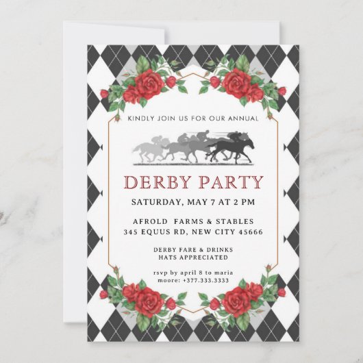 Fête Dérby de Cheval de Course Moderne Invitation (Devant)