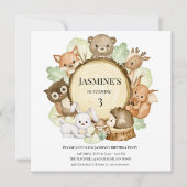 Fête des bois Animaux Invitation d'anniversaire (Devant)