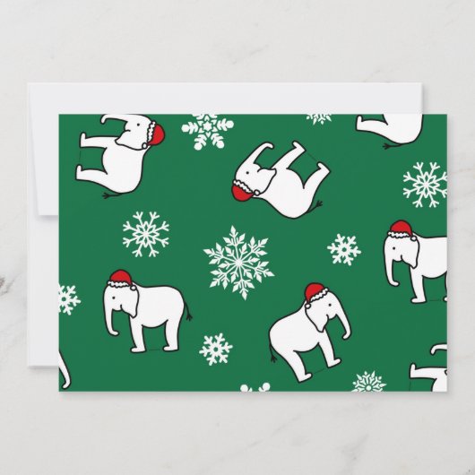 Fête des éléphants blancs Noël (Vert) Invitation (Dos)