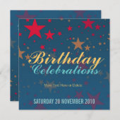 Fête des étoiles Invitation anniversaire (Devant / Derrière)
