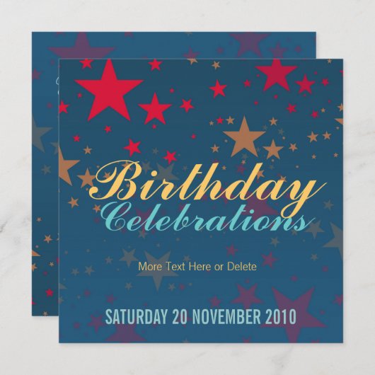 Fête des étoiles Invitation anniversaire (Devant / Derrière)