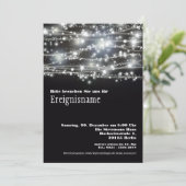 Fête des étoiles scintillantes Invitation noir et  (Debout devant)