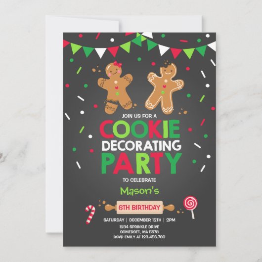Fête des fêtes de cookie décorative Invitation (Devant)
