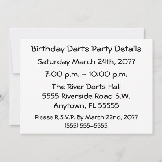 Fête des fléchettes Invitation (Dos)