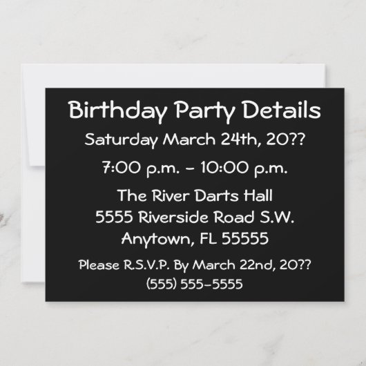 Fête des fléchettes Invitation (Dos)