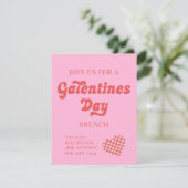 Fête des Galentines Brunch Invitations Coeur rétro (Debout devant)
