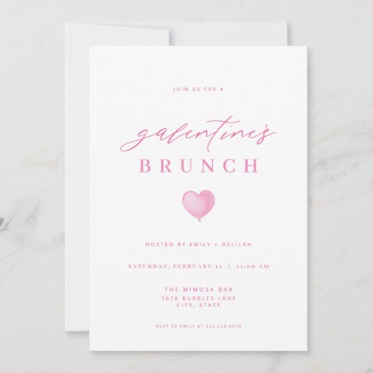 Fête des Galentines rose moderne Invitation Brunch (Devant)