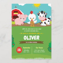 Fête des Invitations d'anniversaire de ferme