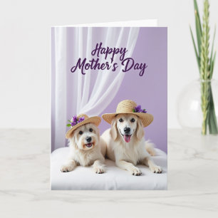 Fête des mamans chiens Chapeau floral carte