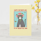 Fête des mamans de chats adorables Carte d'art (Fleur jaune)