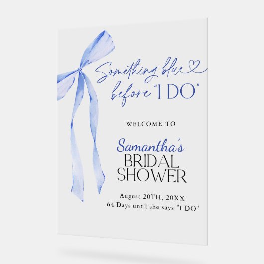 Fête des mariées Affiche de bienvenue Bleu Bow Que (Angle)