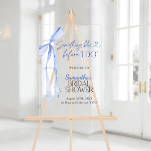 Fête des mariées Affiche de bienvenue Bleu Bow Que