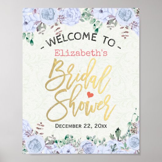 Fête des mariées Affiche de bienvenue Chic Floral  (Devant)