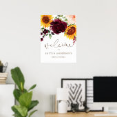 Fête des mariées Affiche de bienvenue tournesol Bo (Bureau à domicile)