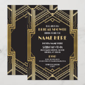 Fête des mariées Art déco Invitation de la Gold Pa (Devant / Derrière)