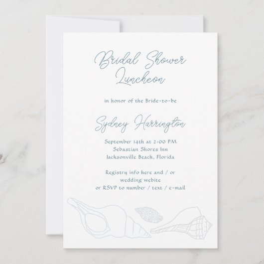 Fête des mariées Beach Shells Invitation Modèle (Devant)