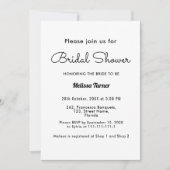 Fête des mariées blanche noire Simple Invitation (Devant)