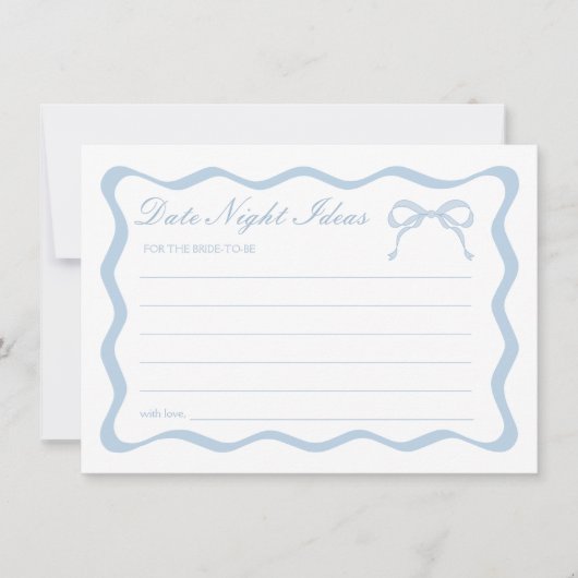 Fête des mariées Bleu Bow Date Nuit Idées Carte (Devant)