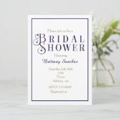 Fête des mariées bleu foncé Classy Invitation (Debout devant)