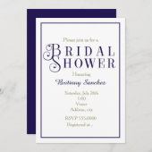 Fête des mariées bleu foncé Classy Invitation (Devant / Derrière)