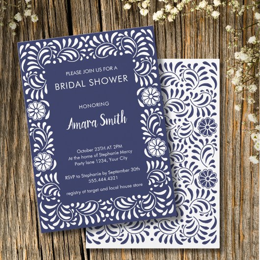 FÊTE DES MARIÉES BLUE TALAVERA FLEURS Invitation