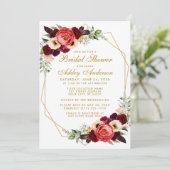 Fête des mariées Boho Bourgogne Floral Invitation  (Debout devant)