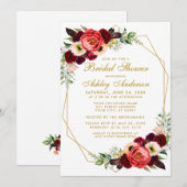 Fête des mariées Boho Bourgogne Floral Invitation  (Devant / Derrière)