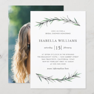 Fête des mariées botanique de romarin Invitation p