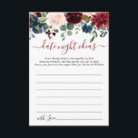 Fête des mariées Bourgogne Date Nuit Idée Carte Co<br><div class="desc">Burgundy Navy Blue Blush Floral Fête des mariées Date Nuit Idée Carte Conseil.</div>