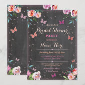 Fête des mariées Butterfly Chalk Invitation Bachel (Devant / Derrière)