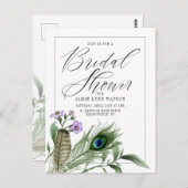 Fête des mariées | Carte postale Peacock Feather & (Devant / Derrière)