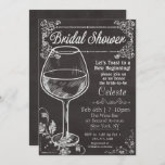 Fête des mariées Chalk Chalkboard Wine Invitation<br><div class="desc">Vous n'avez pas besoin d'être un snob de vin des fancypants pour utiliser notre invitation de Verre de Vin inspirée de Chalk. Ces invitations sont parfaits pour votre douche nuptiale, une dégustation de vin, ou même un week-end d'escapade à la campagne viticole. Envoyez à vos invités des invitations élégants qui...</div>