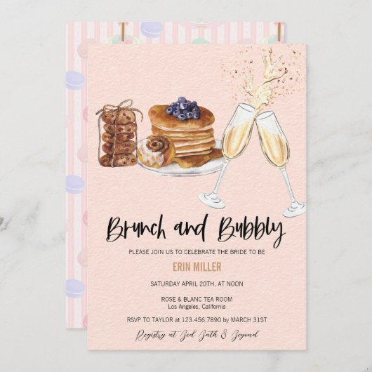 Fête des mariées Champagne | Brunch Invitations (Devant / Derrière)