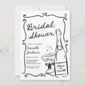 Fête des mariées Champagne Invitation tirée à la m (Devant)