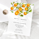 Fête des mariées Citrus Invitation de fête d'été<br><div class="desc">Carte d'invitation à la douche nuptiale à thème agrumes rustique avec aquarelle illustrant les fruits orange sur une branche d'arbre. Parfait pour une fête d'été.</div>